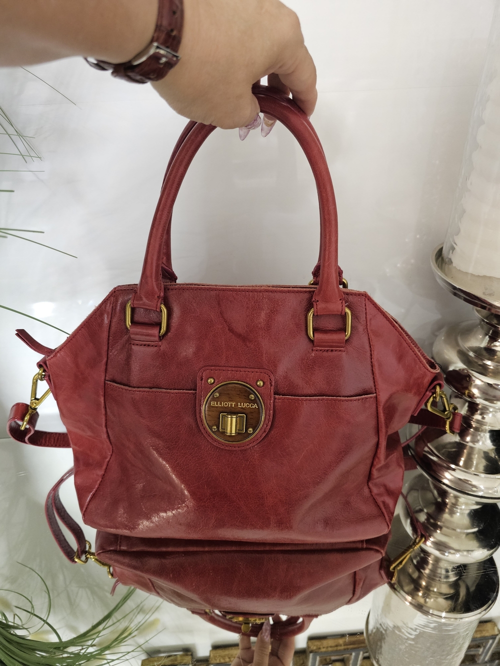 Elliott Lucca Red Leather Satchel